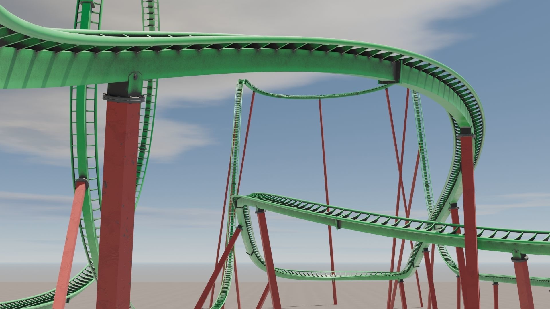 Rollercoaster 3D model Low-poly 3D model_21