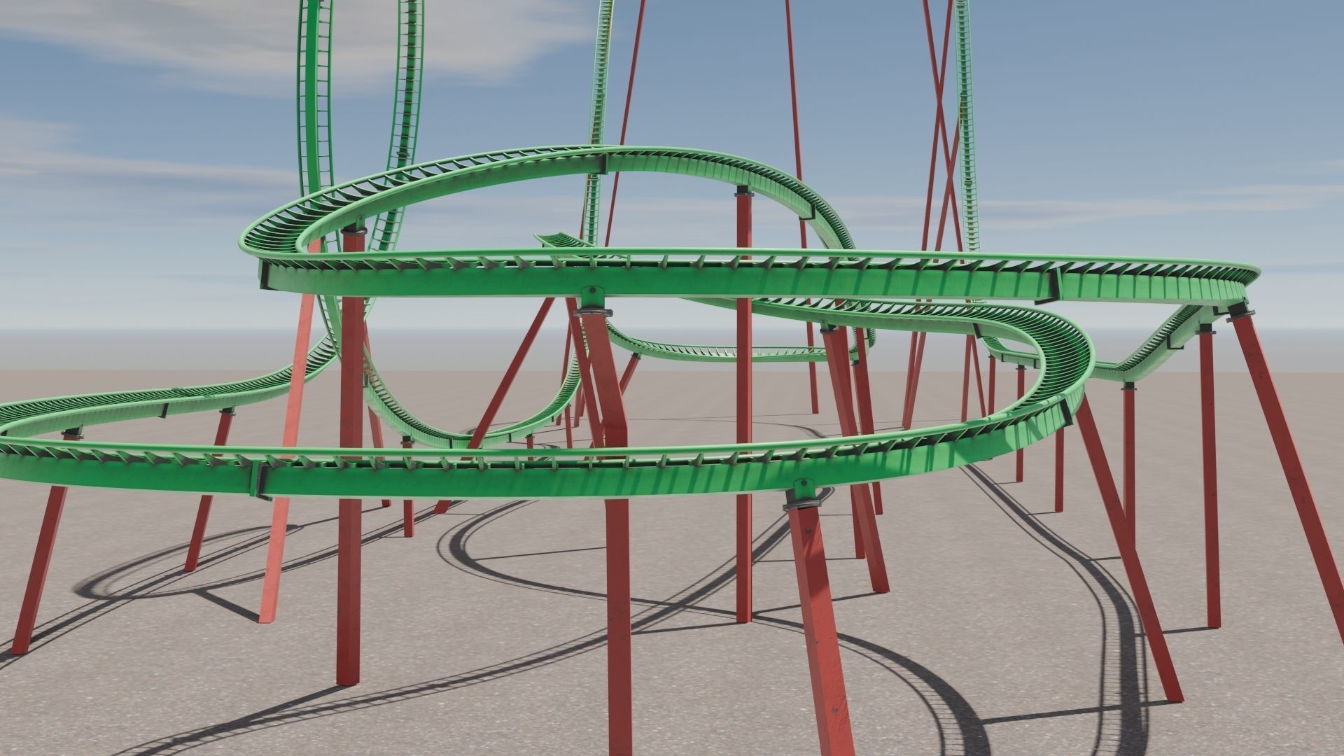 Rollercoaster 3D model Low-poly 3D model_1