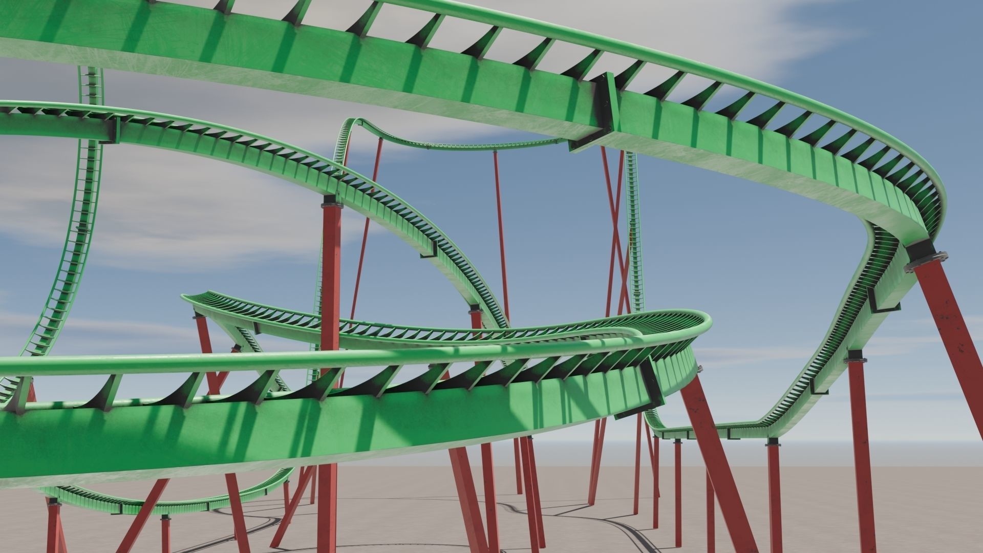 Rollercoaster 3D model Low-poly 3D model_24