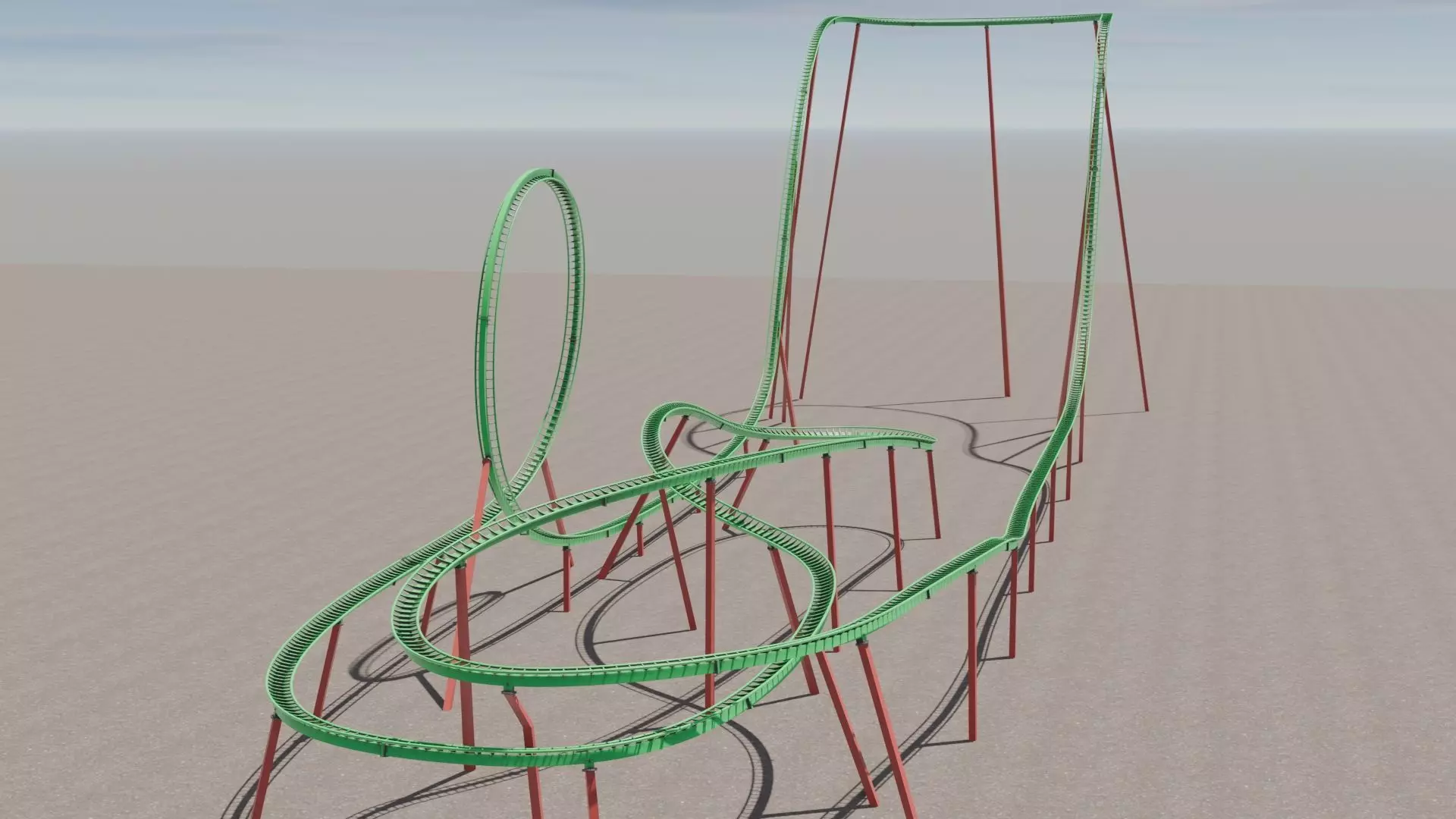 Rollercoaster 3D model Low-poly 3D model_0