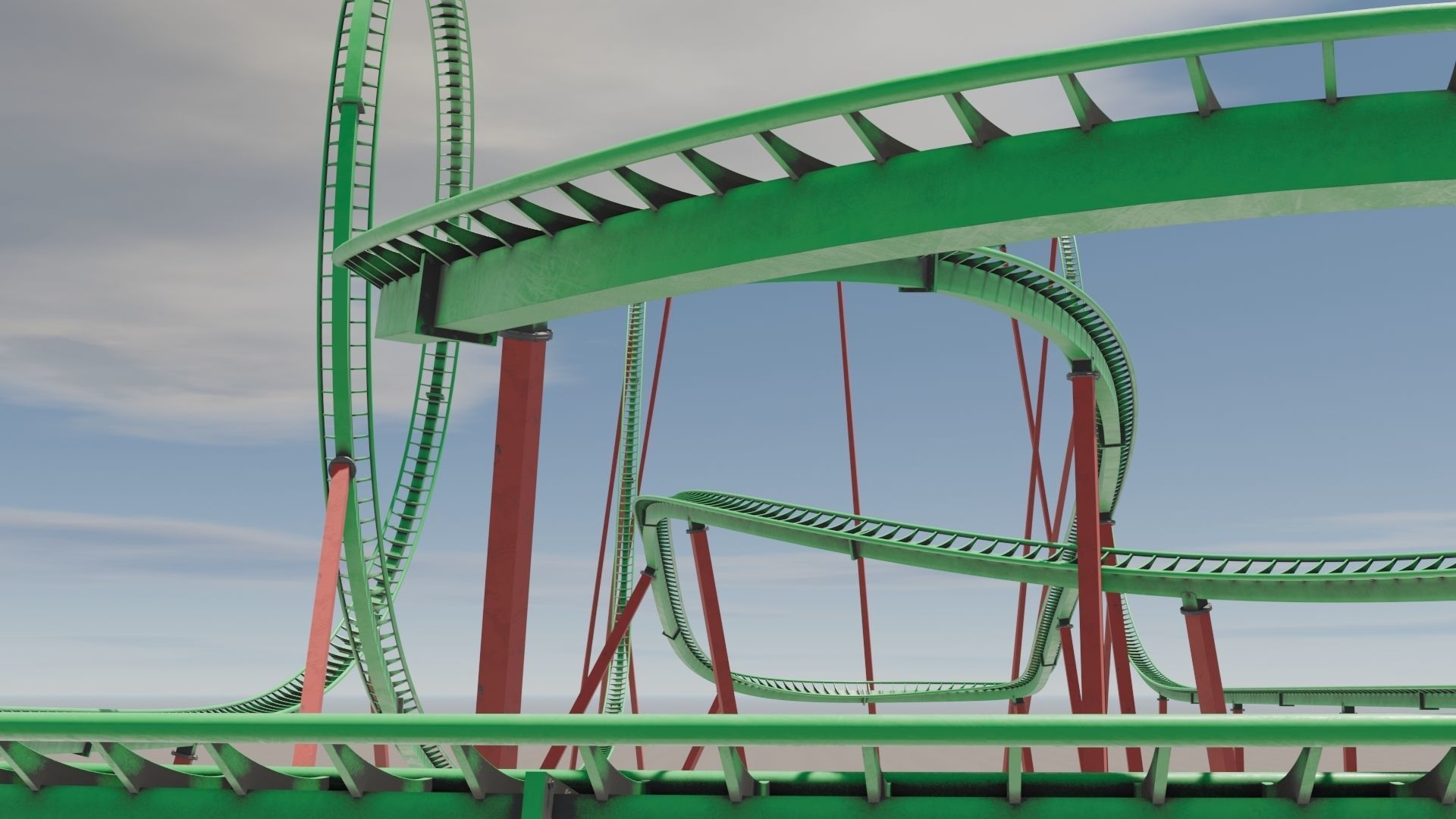 Rollercoaster 3D model Low-poly 3D model_22