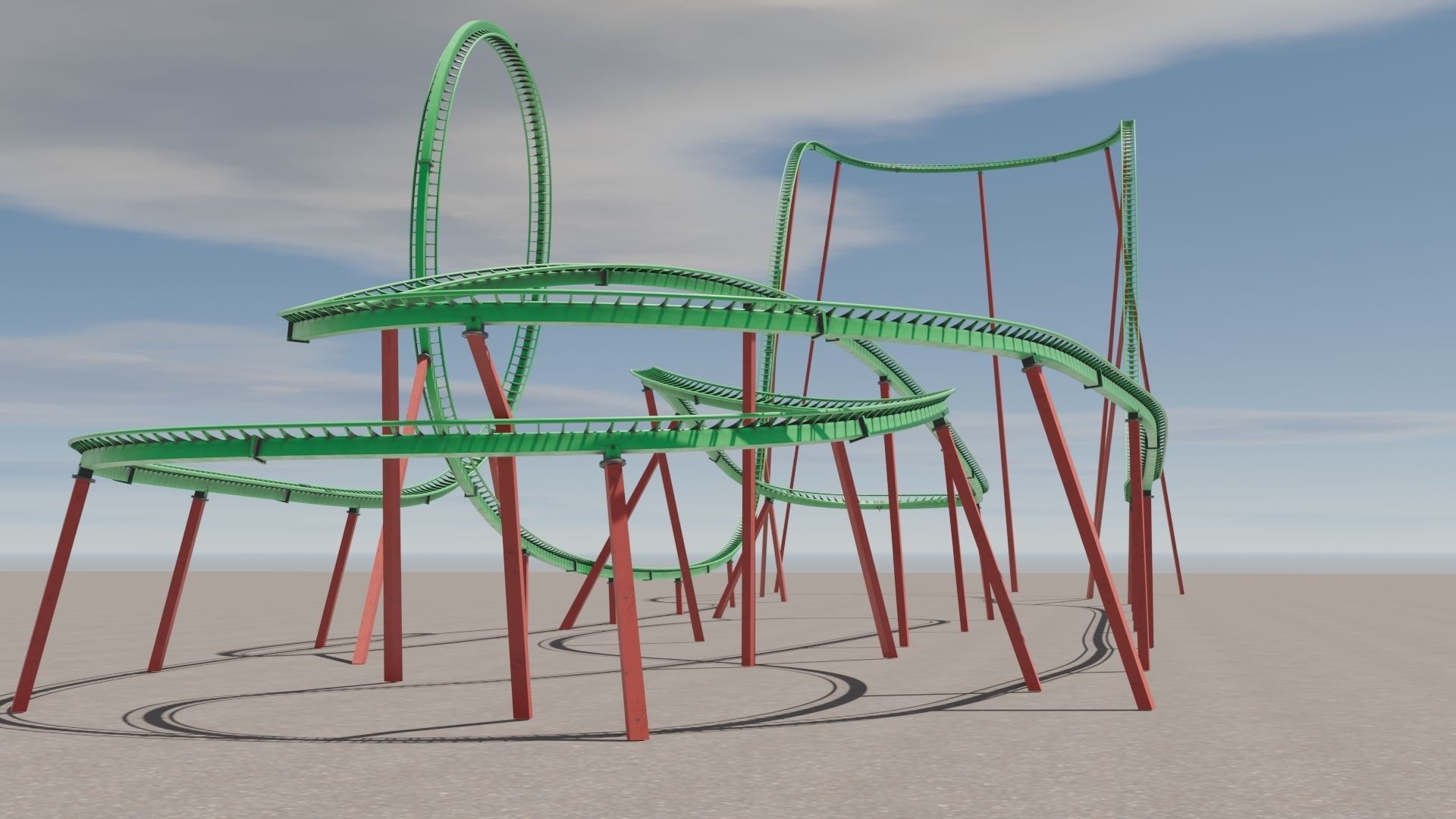 Rollercoaster 3D model Low-poly 3D model_8