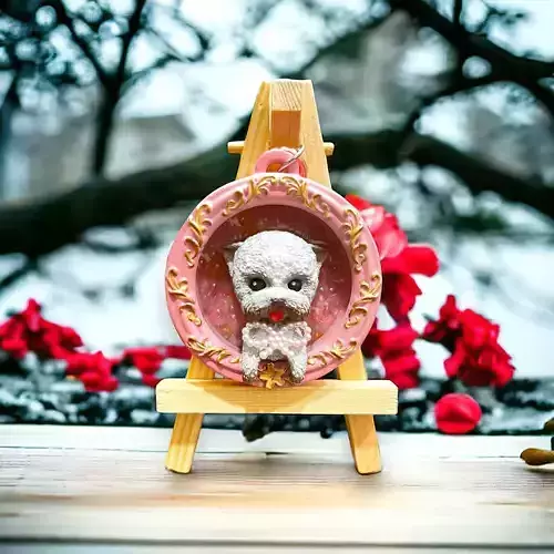 Maltese DOG key ring ornament