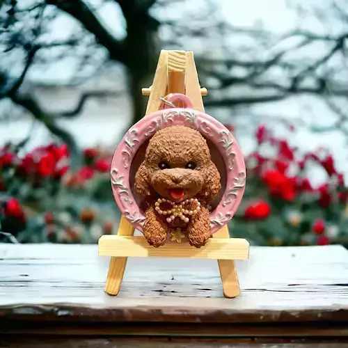 Poodle dog key ring ornament