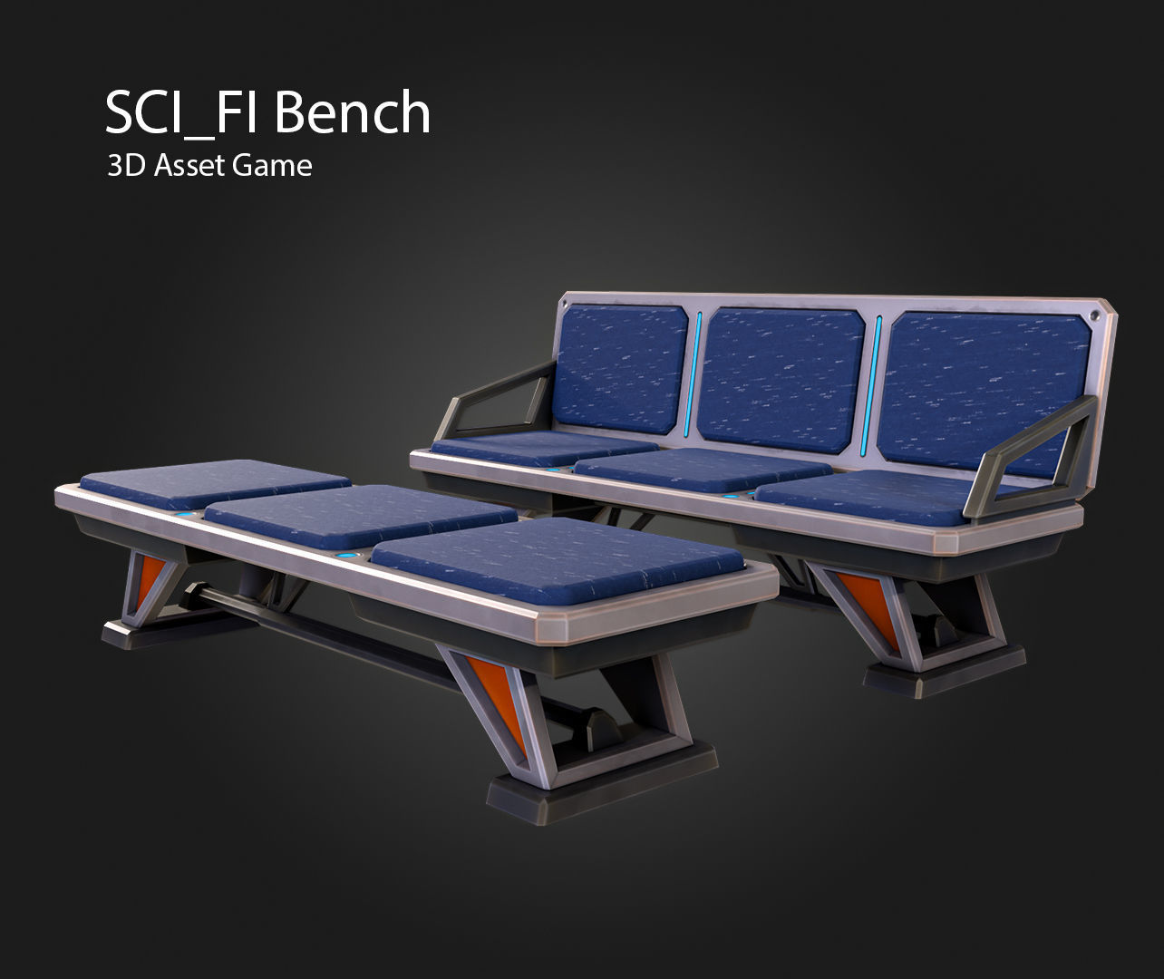 SCI-FI Bench Low-poly 3D model_4