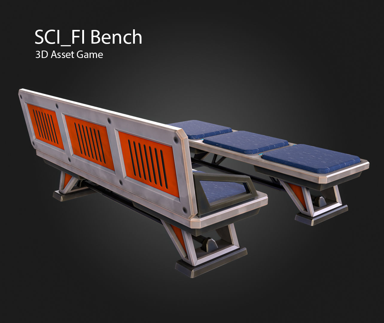 SCI-FI Bench Low-poly 3D model_7