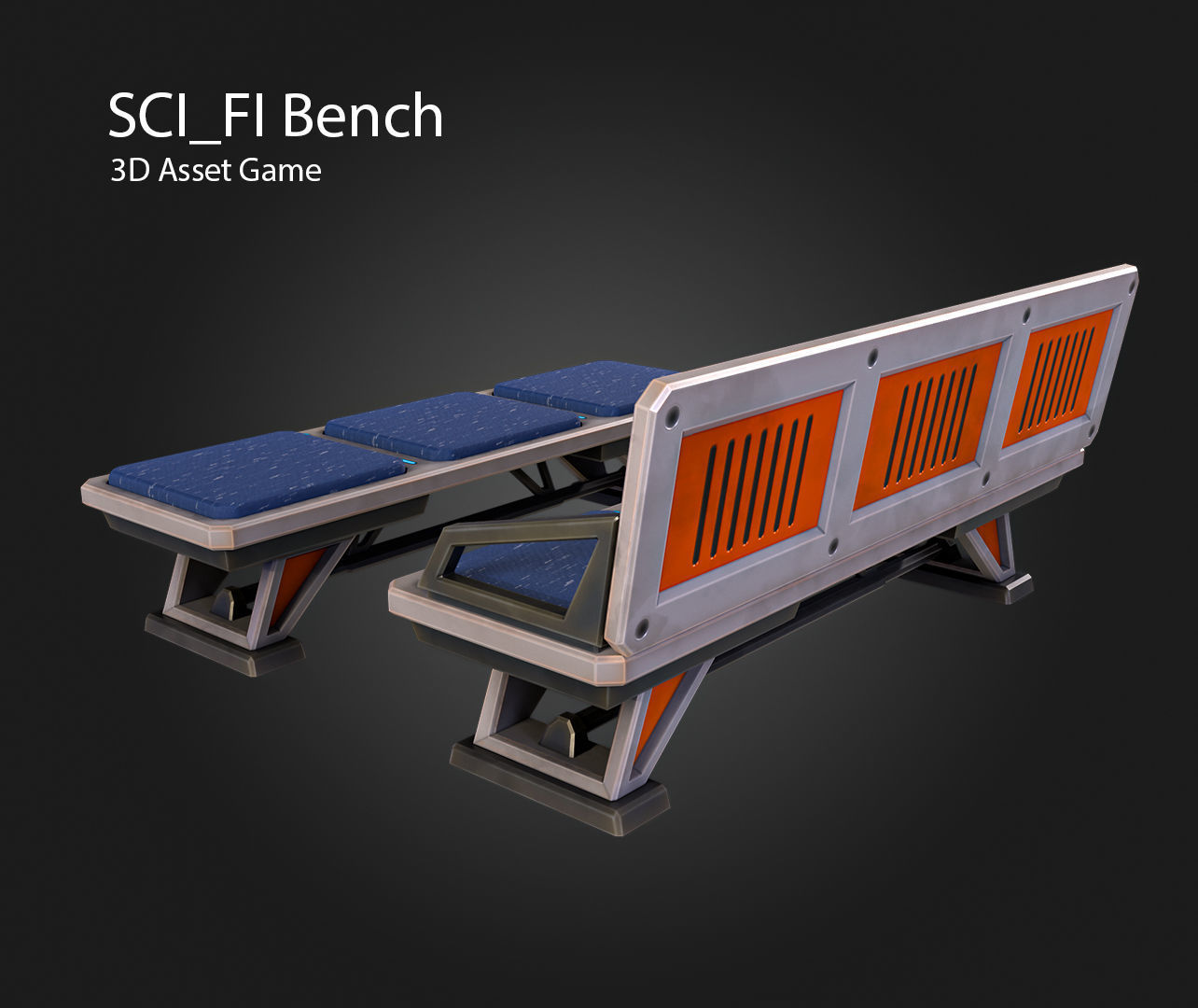 SCI-FI Bench Low-poly 3D model_5