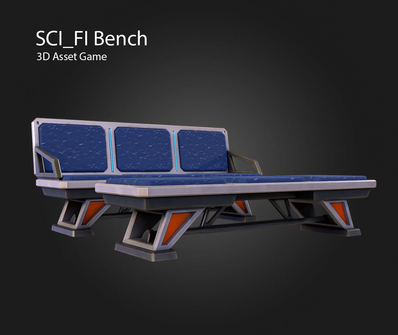 SCI-FI Bench Low-poly 3D model_2