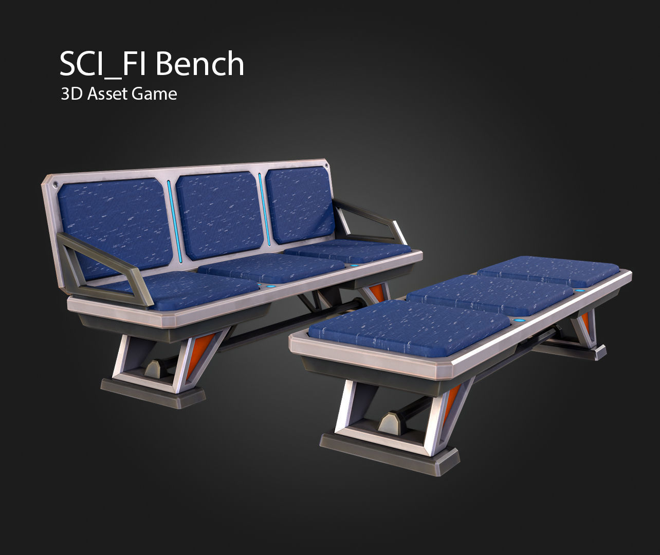 SCI-FI Bench Low-poly 3D model_9