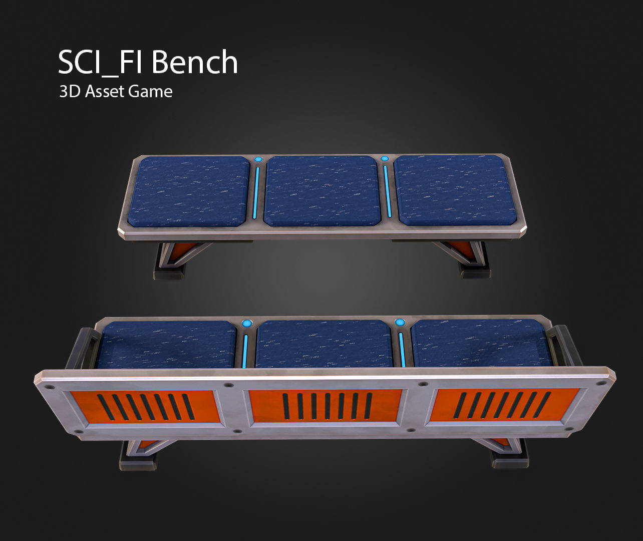SCI-FI Bench Low-poly 3D model_6