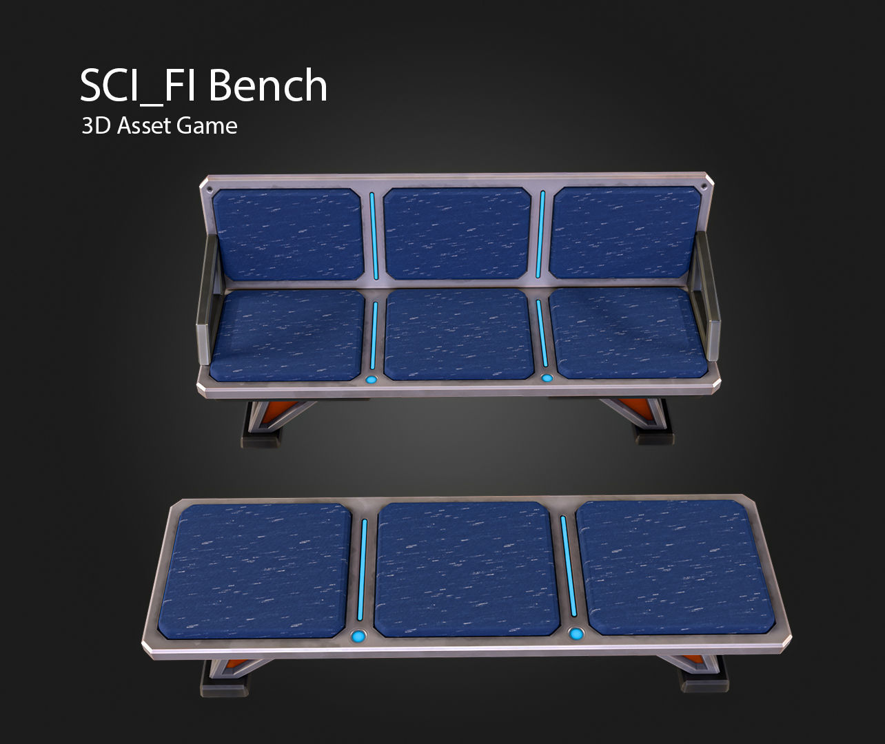 SCI-FI Bench Low-poly 3D model_3