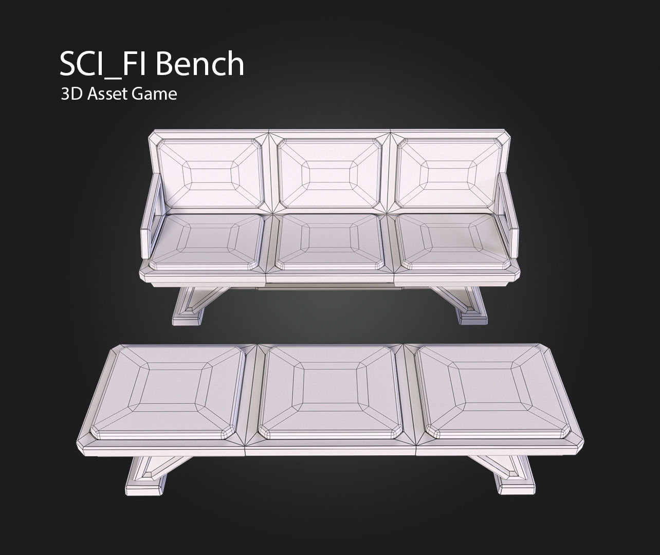 SCI-FI Bench Low-poly 3D model_11