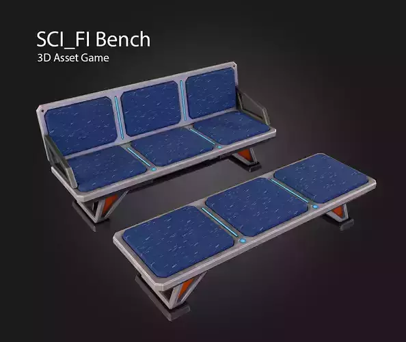 SCI-FI Bench Low-poly 3D model