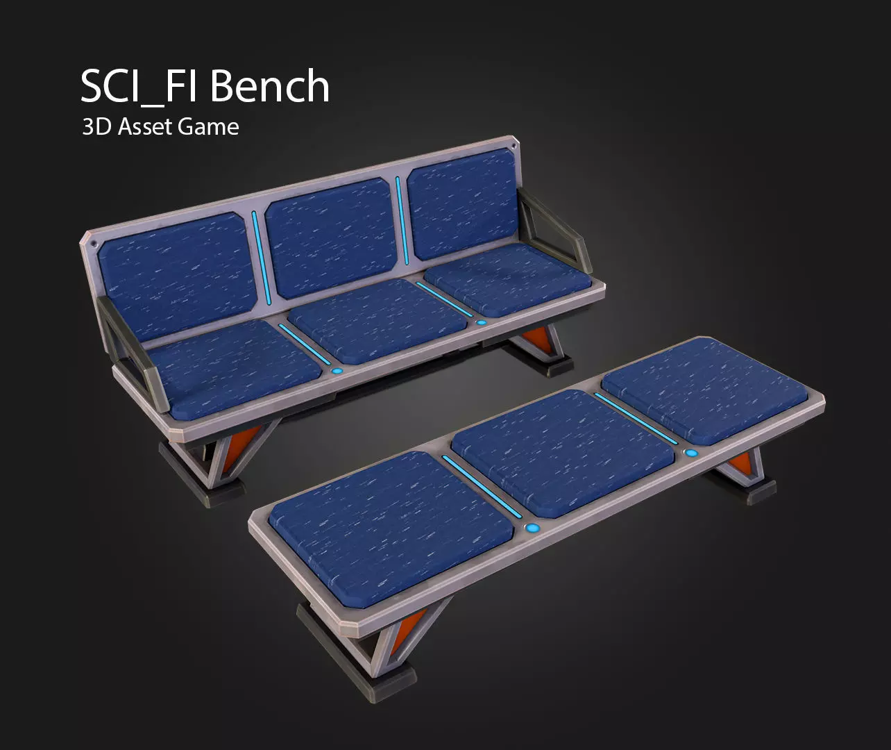 SCI-FI Bench Low-poly 3D model_0
