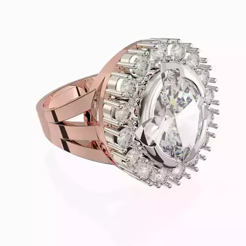 Printable STL jewelry engagement ring stone oval  3 ct 