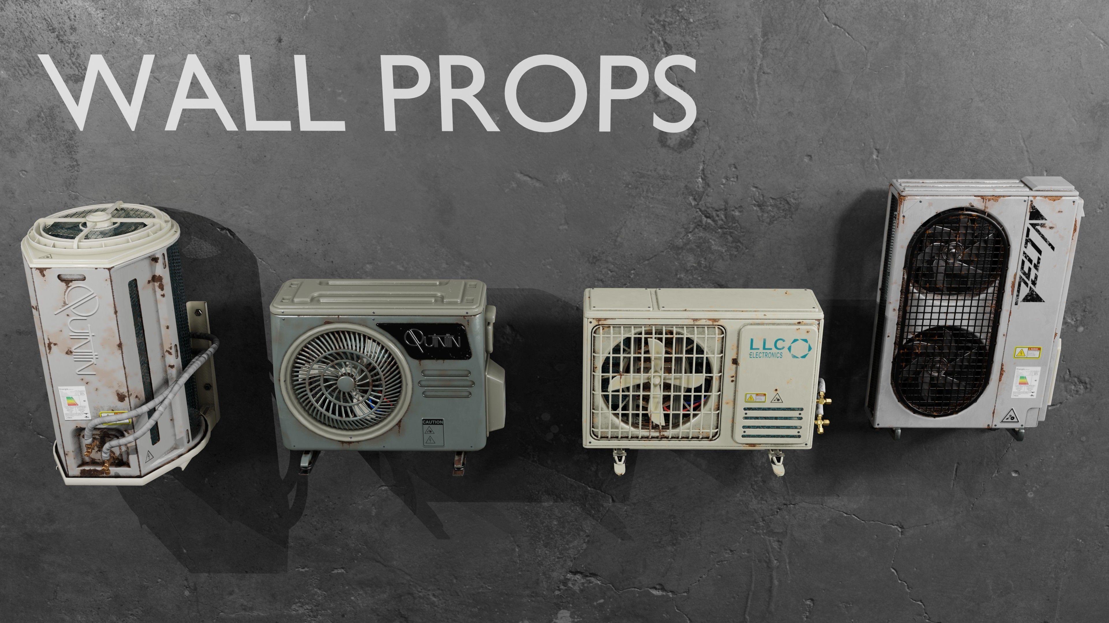 Air Conditioner Pack Low-poly 3D model_4