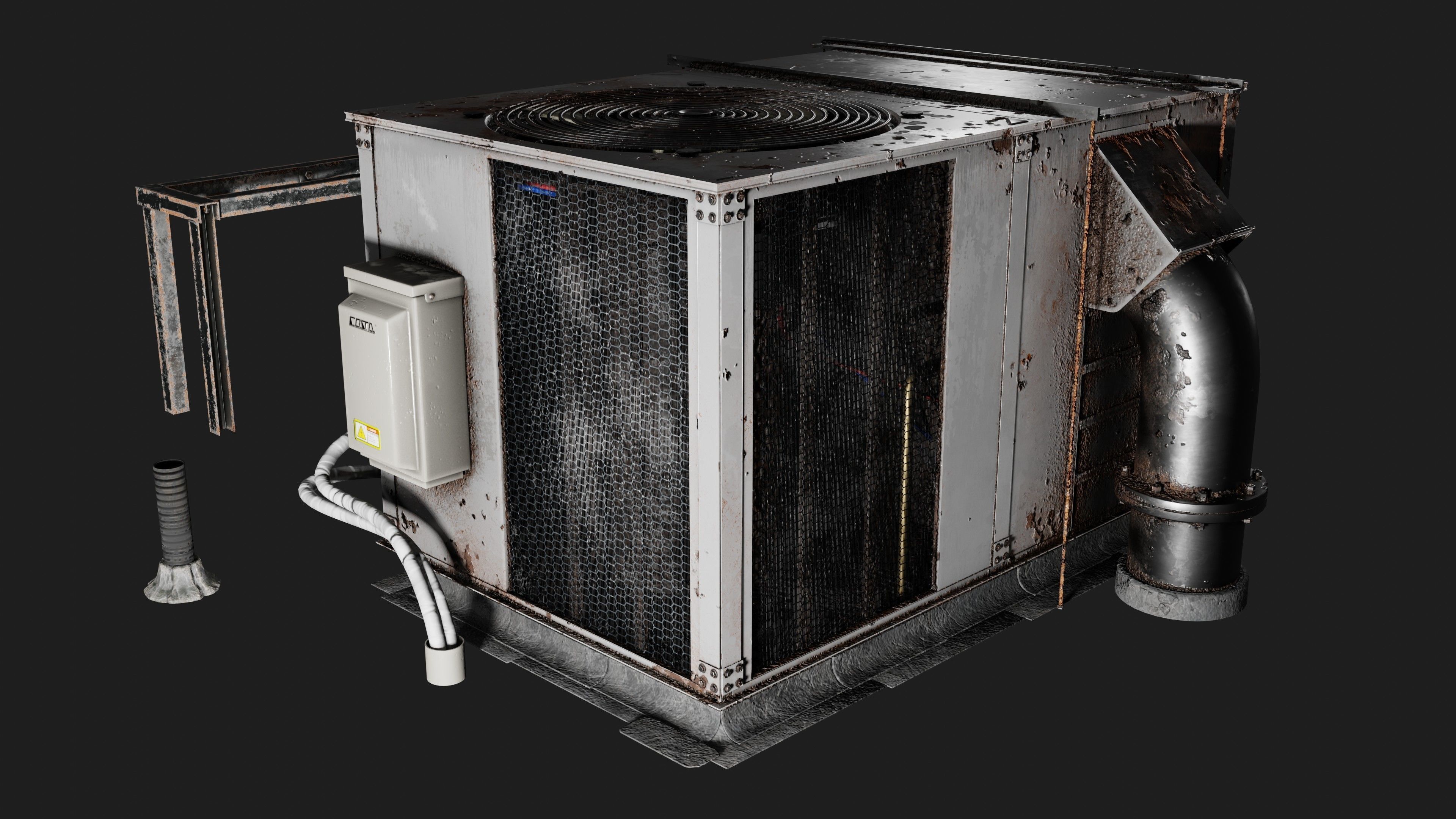 Air Conditioner Pack Low-poly 3D model_11