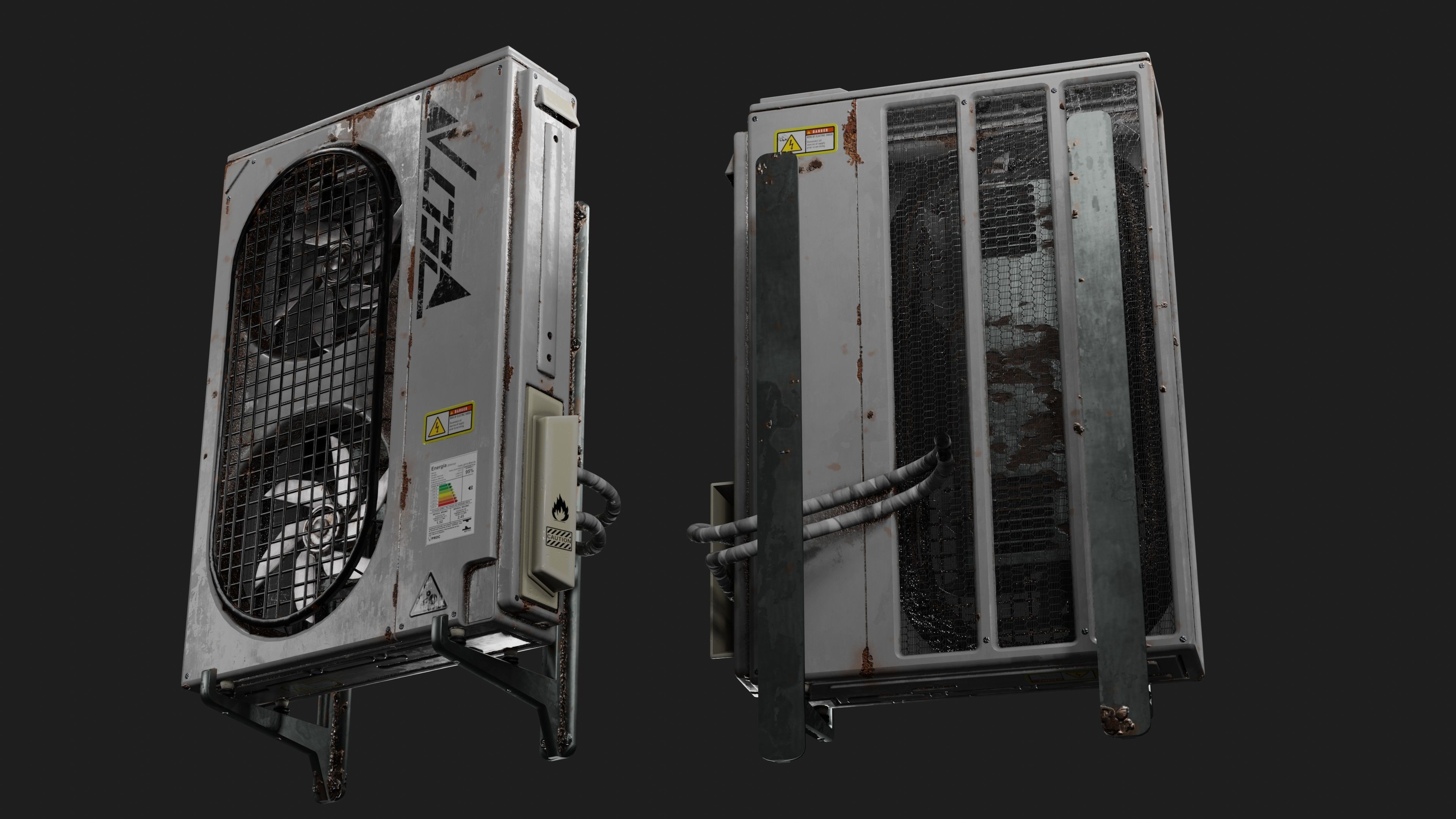 Air Conditioner Pack Low-poly 3D model_8