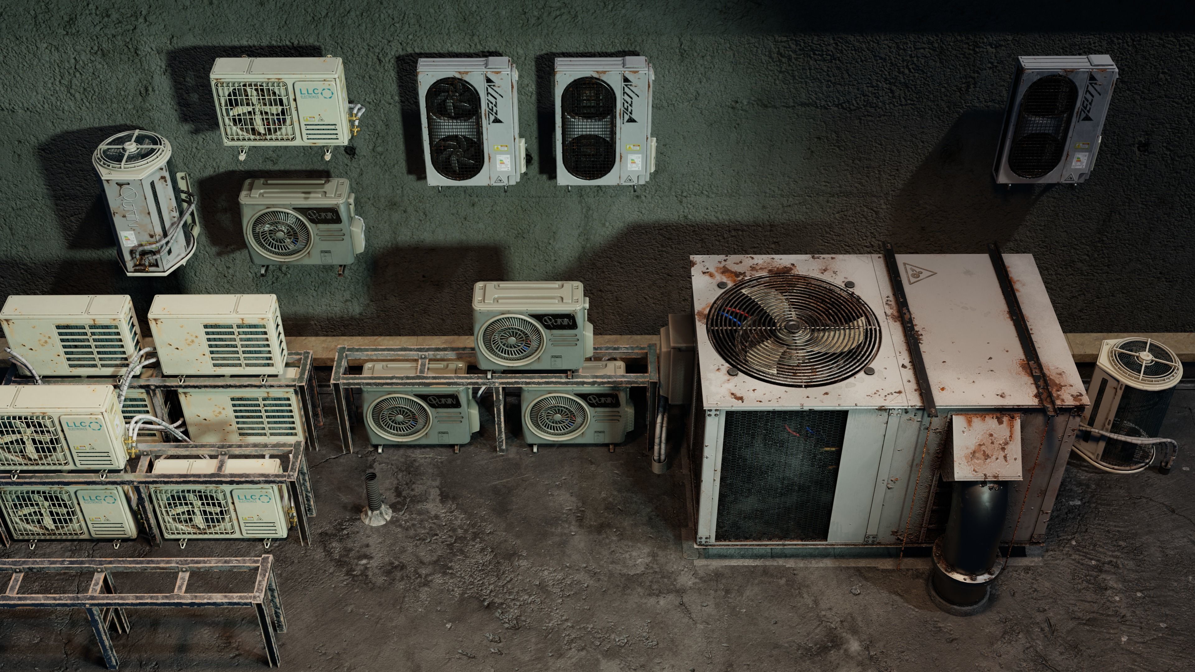 Air Conditioner Pack Low-poly 3D model_7