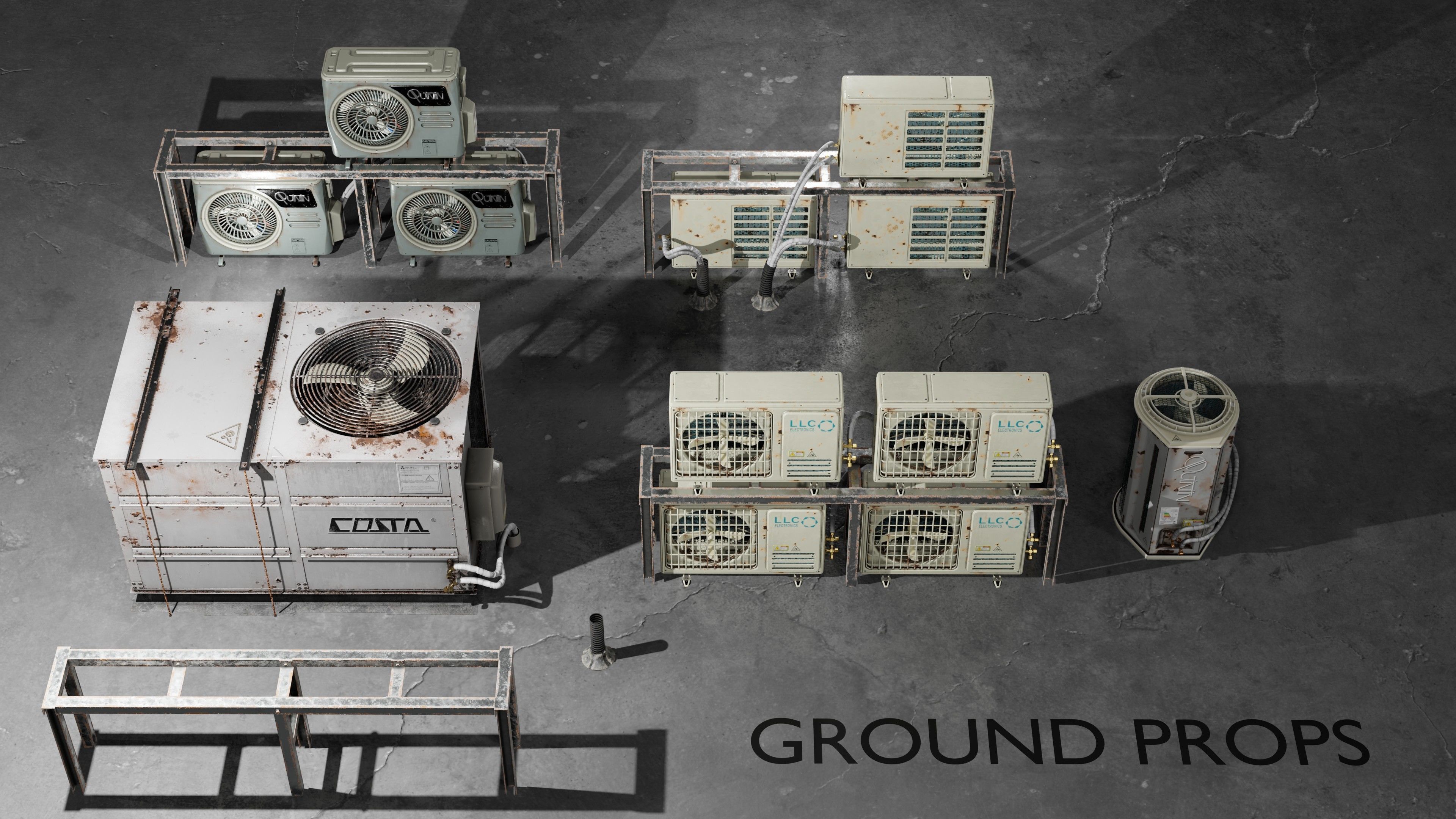 Air Conditioner Pack Low-poly 3D model_1