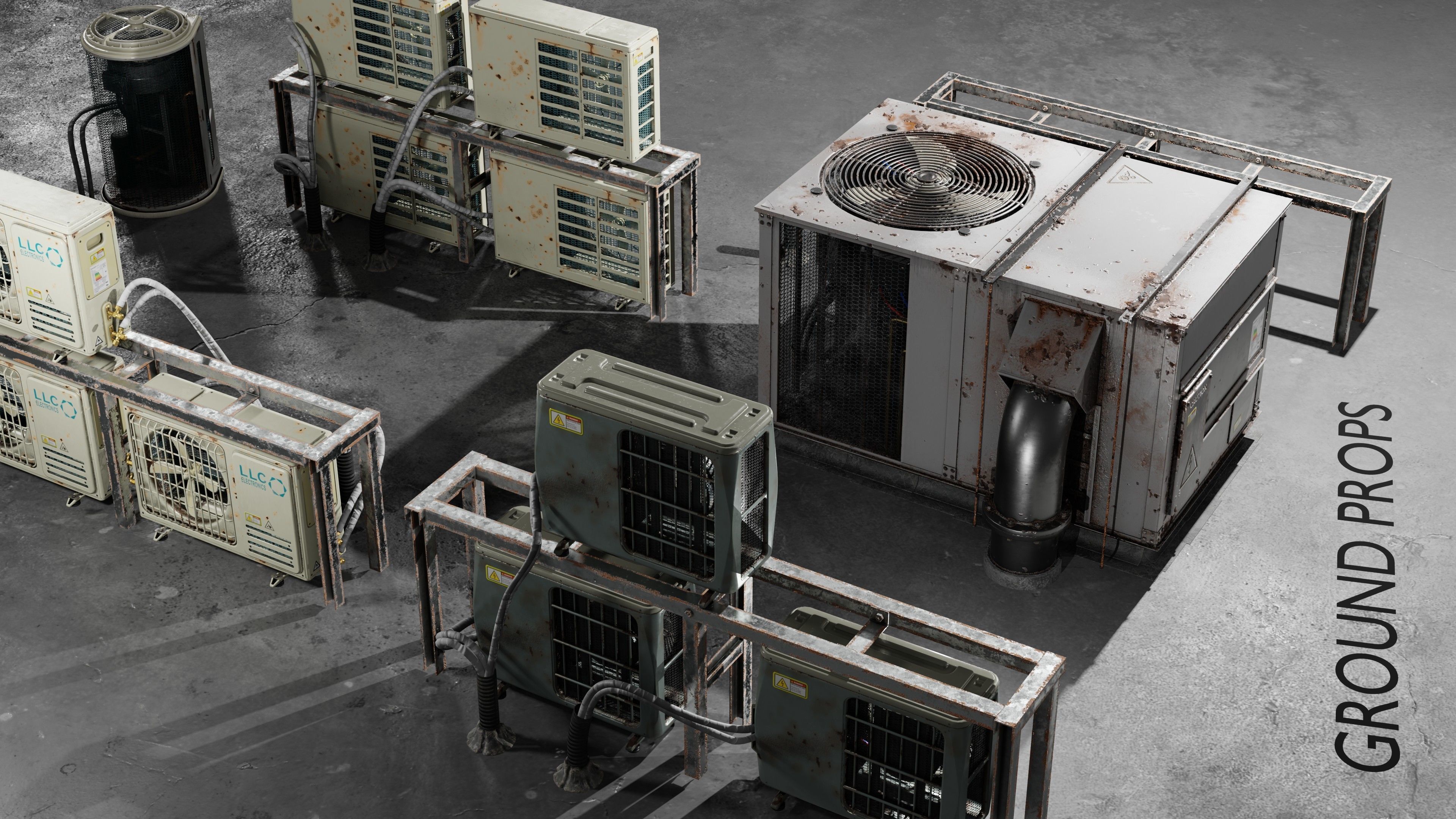 Air Conditioner Pack Low-poly 3D model_2