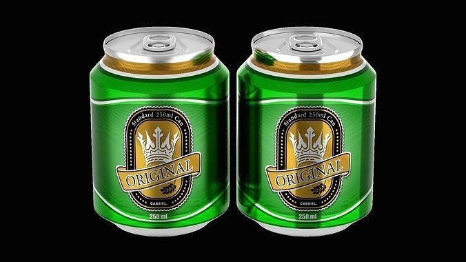 250 ml Standard Beverage Can - Matte and Glossy materials Low-poly 3D model 6