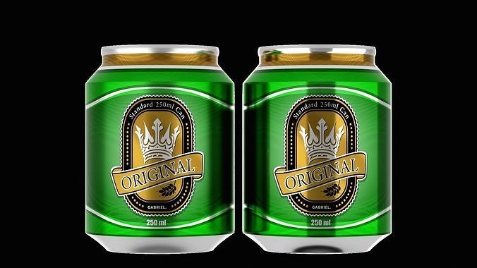 250 ml Standard Beverage Can - Matte and Glossy materials Low-poly 3D model 2
