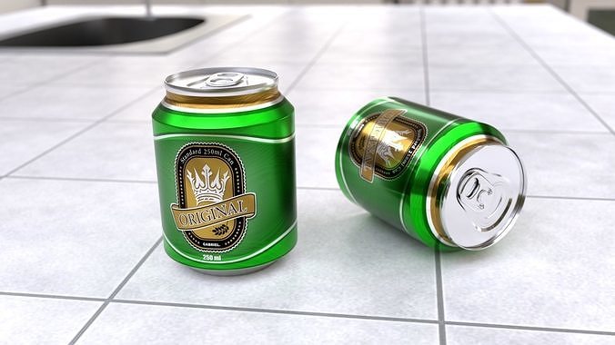 250 ml Standard Beverage Can - Matte and Glossy materials Low-poly 3D model 5