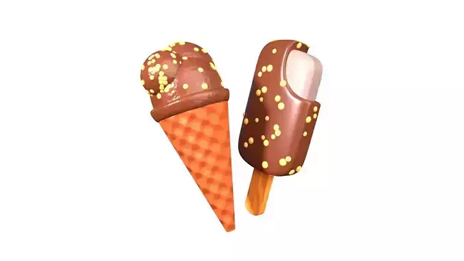 Chocolate Ice Cream 3D Illustration