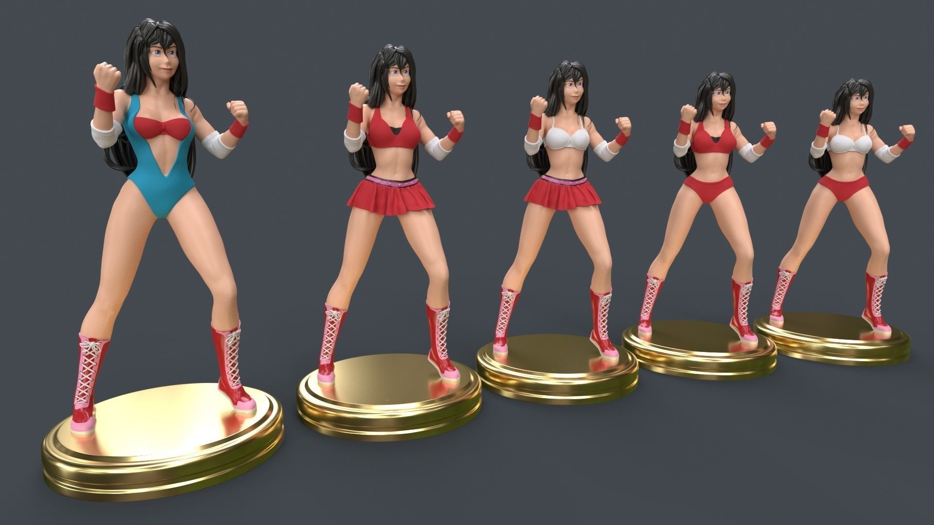 Female Professional Wrestlers C 3D Printing 3D print model_4