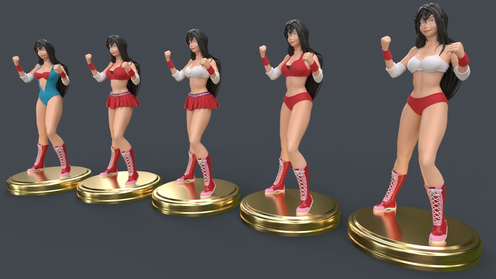 Female Professional Wrestlers C 3D Printing 3D print model_5