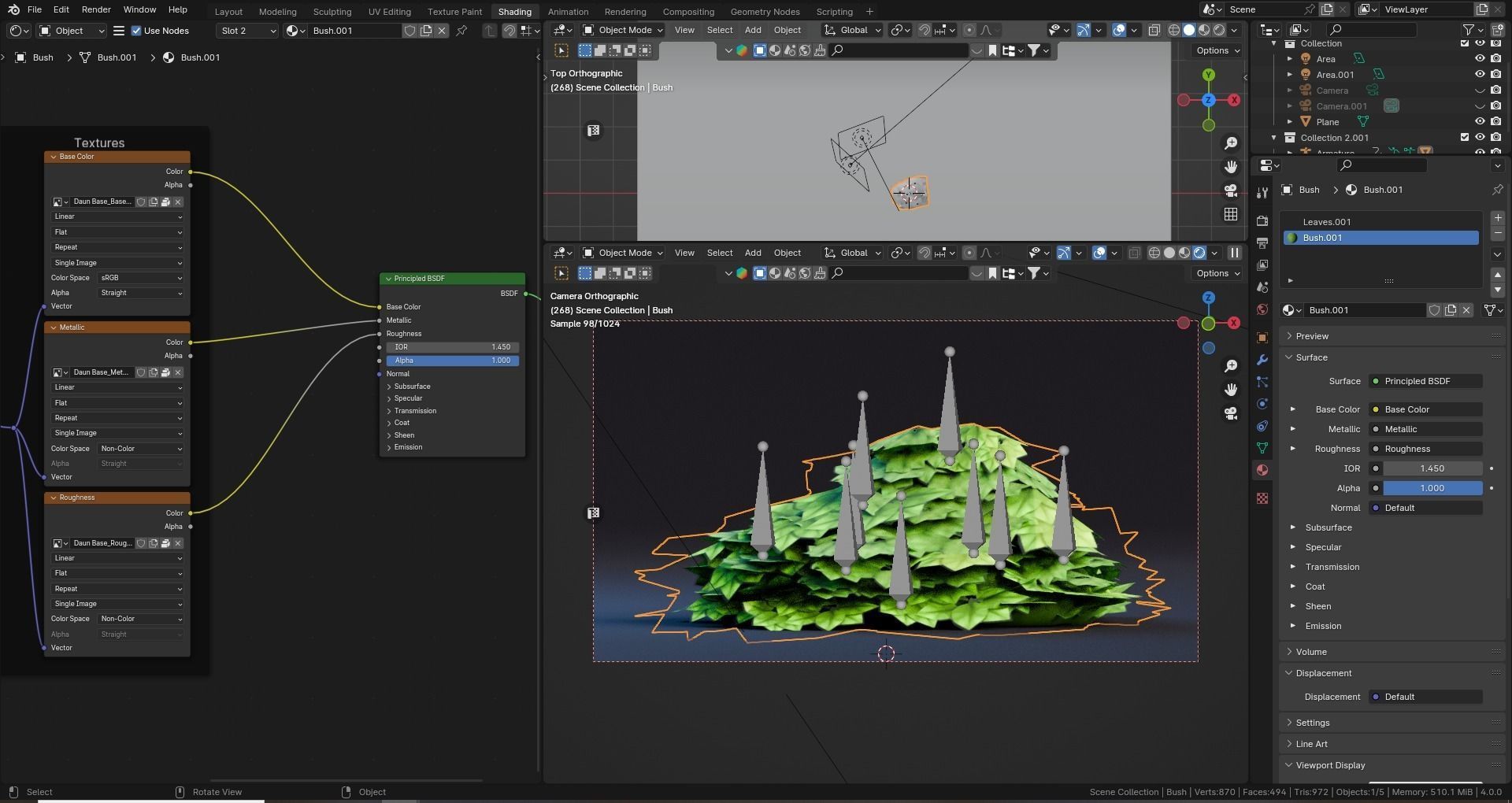 Low poly - Stylized Game Items - Bush Low-poly 3D model_8