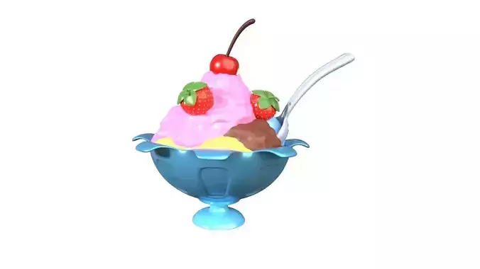 Ice Cream Sundae 3D Illustration 3D model