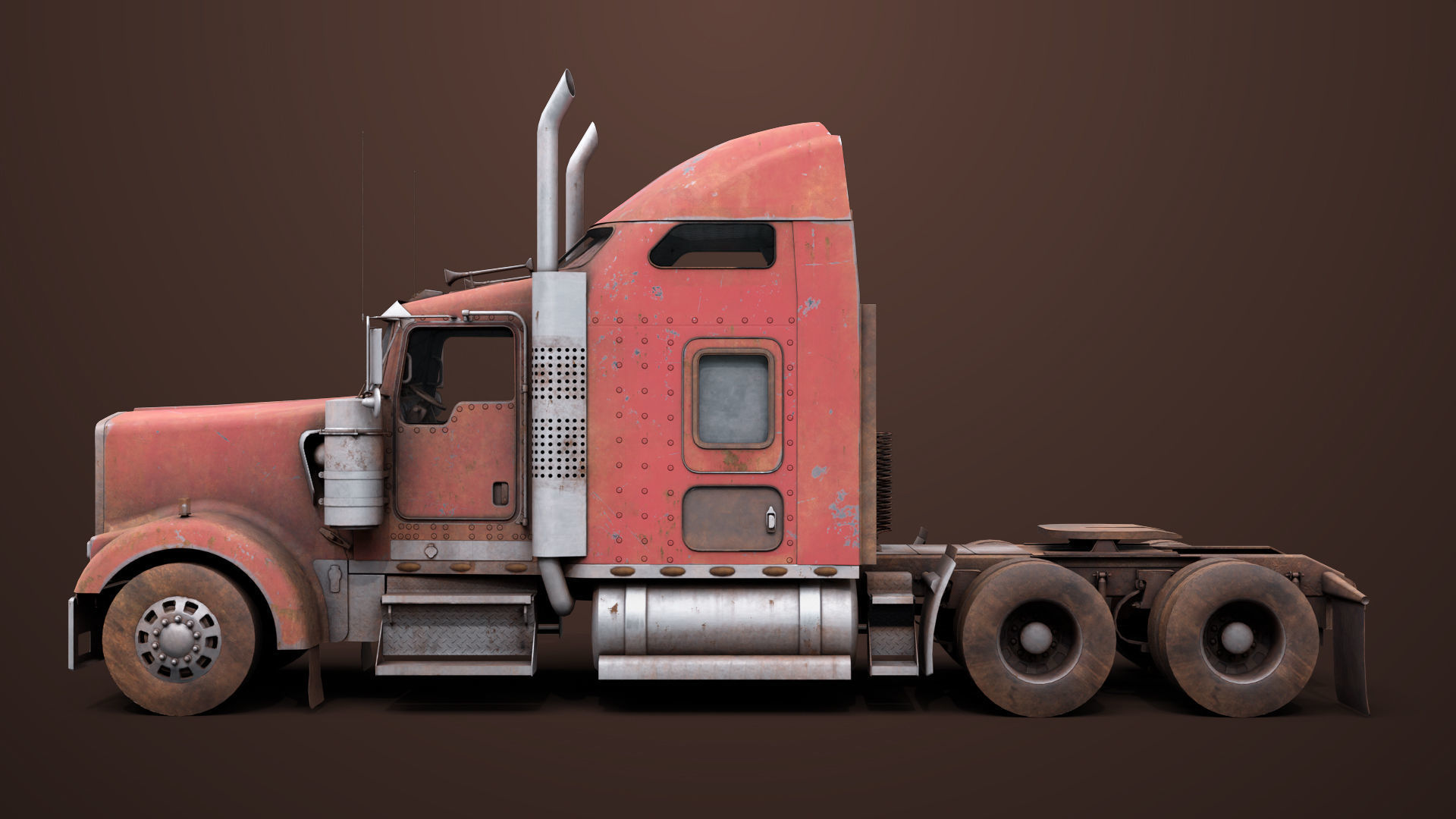 Heavy Truck 02 Chassis Old Dusty All PBR Unity UE Textures Low-poly 3D model_5