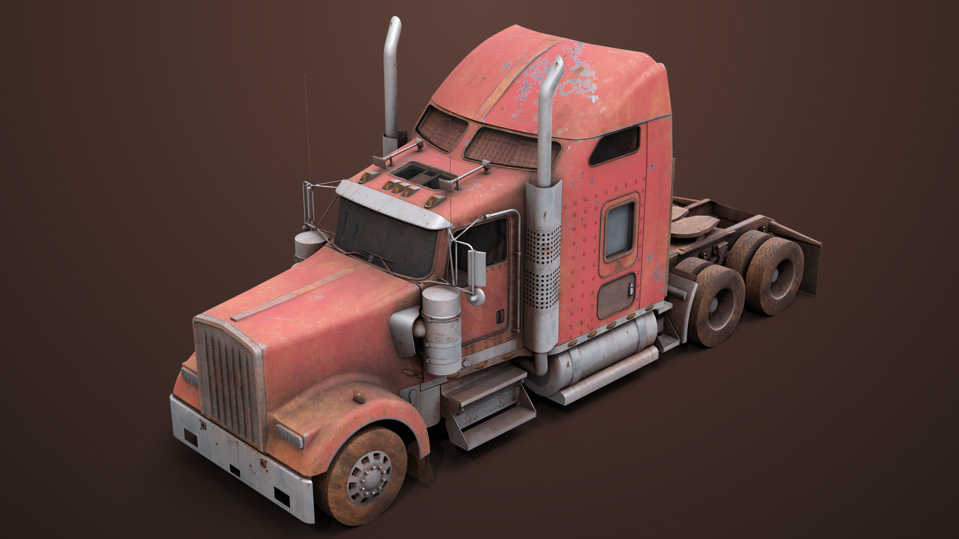Heavy Truck 02 Chassis Old Dusty All PBR Unity UE Textures Low-poly 3D model_1