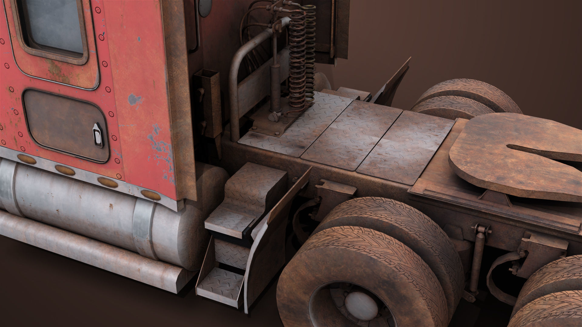 Heavy Truck 02 Chassis Old Dusty All PBR Unity UE Textures Low-poly 3D model_23