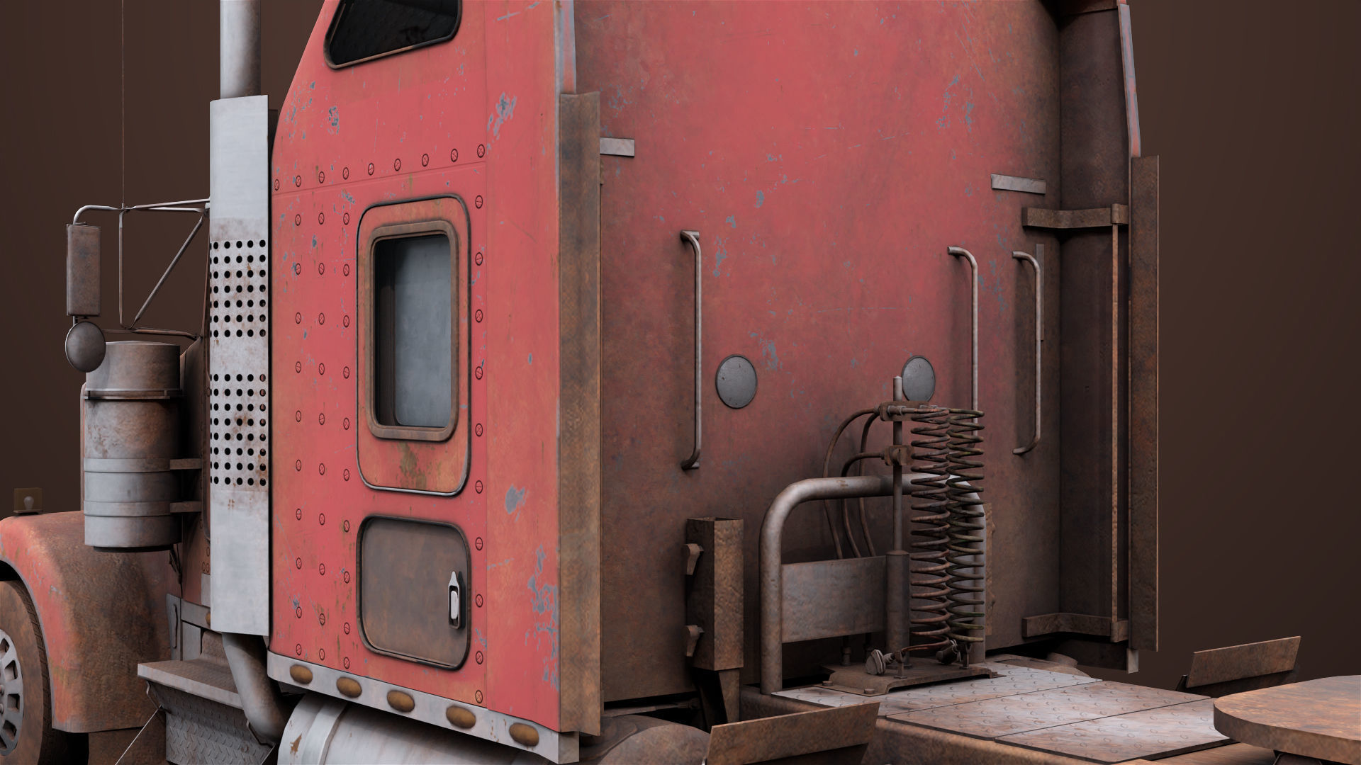 Heavy Truck 02 Chassis Old Dusty All PBR Unity UE Textures Low-poly 3D model_15