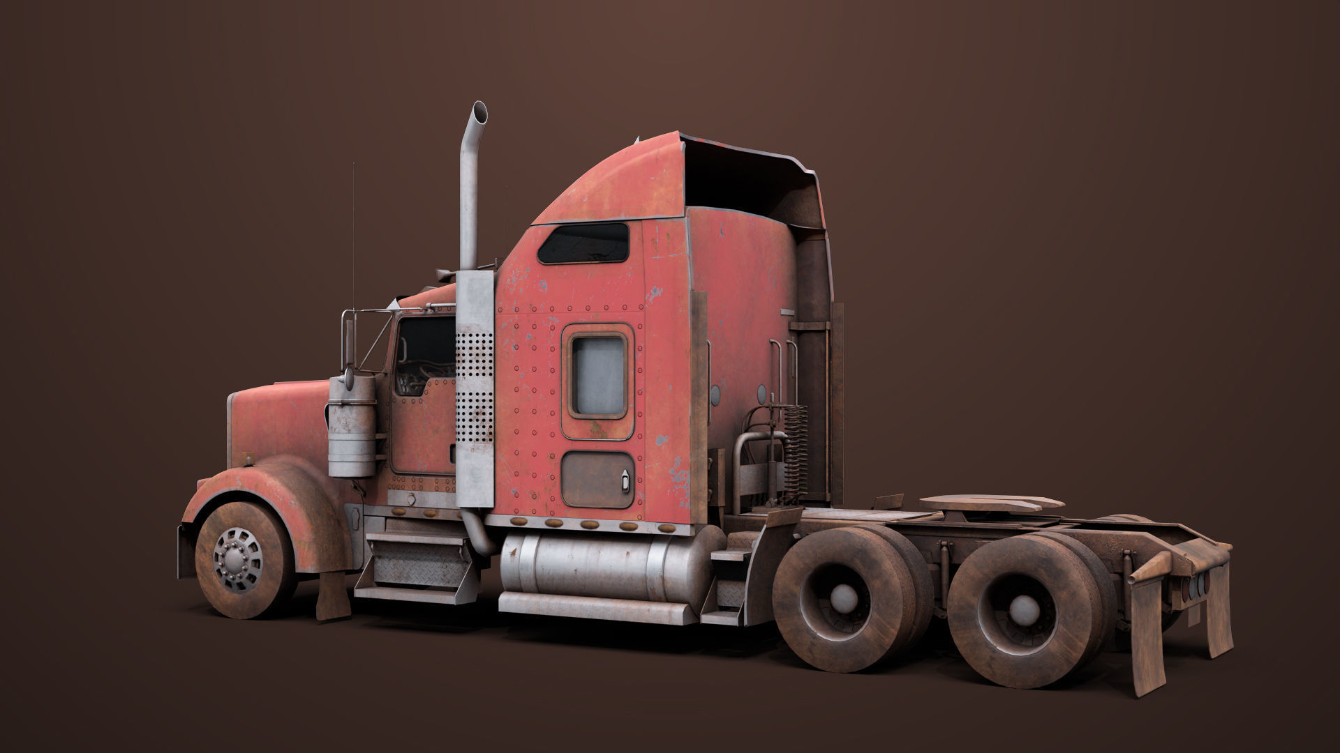 Heavy Truck 02 Chassis Old Dusty All PBR Unity UE Textures Low-poly 3D model_10