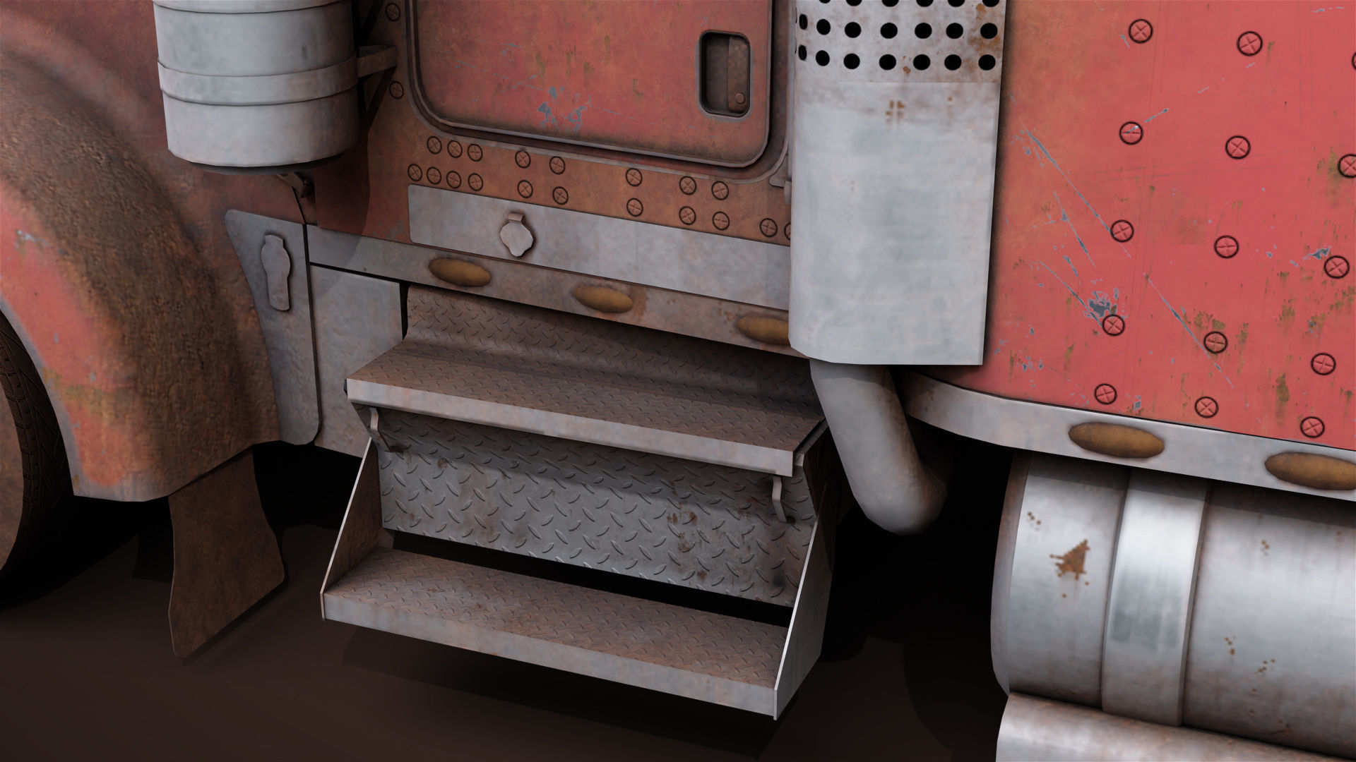 Heavy Truck 02 Chassis Old Dusty All PBR Unity UE Textures Low-poly 3D model_24