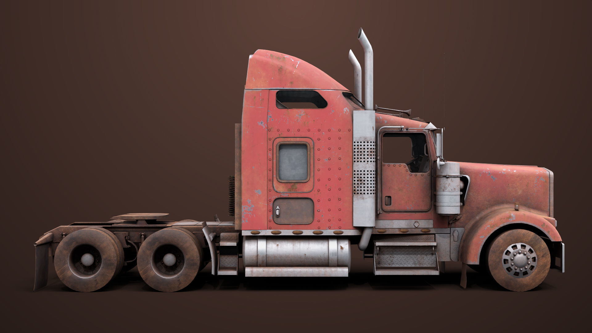Heavy Truck 02 Chassis Old Dusty All PBR Unity UE Textures Low-poly 3D model_7