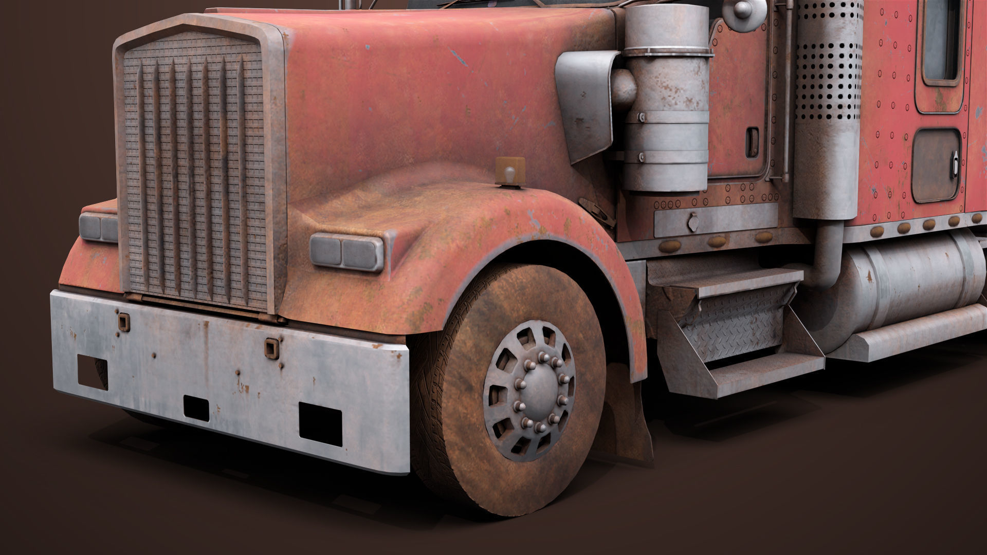 Heavy Truck 02 Chassis Old Dusty All PBR Unity UE Textures Low-poly 3D model_20