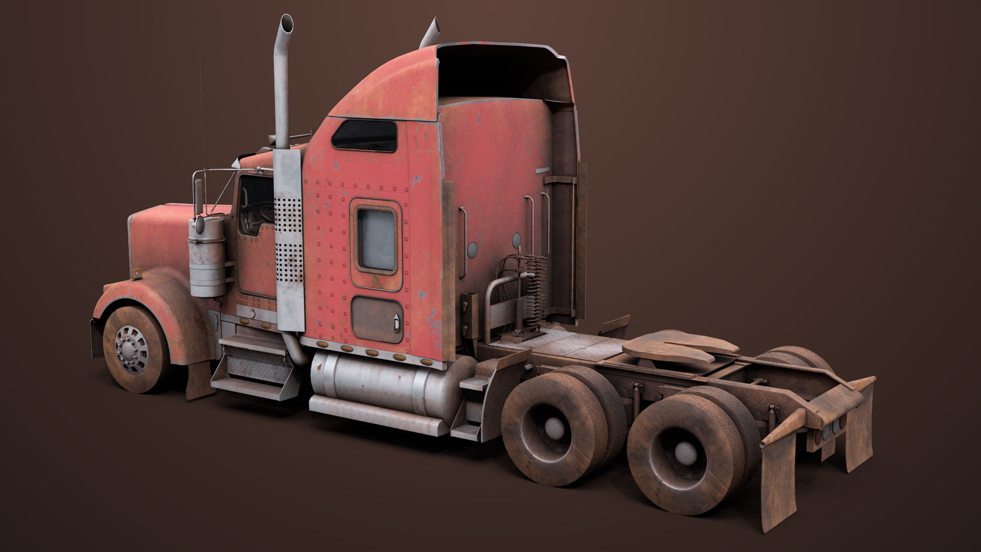 Heavy Truck 02 Chassis Old Dusty All PBR Unity UE Textures Low-poly 3D model_12