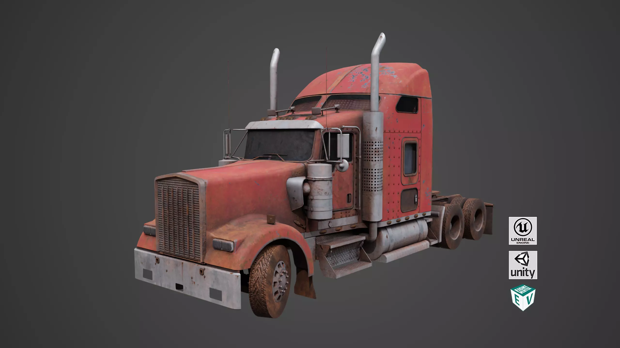 Heavy Truck 02 Chassis Old Dusty All PBR Unity UE Textures Low-poly 3D model_0