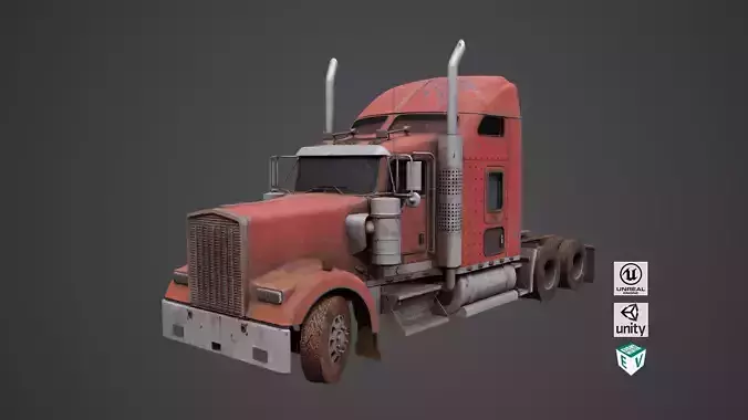 Heavy Truck 02 Chassis Old Dusty All PBR Unity UE Textures Low-poly 3D model