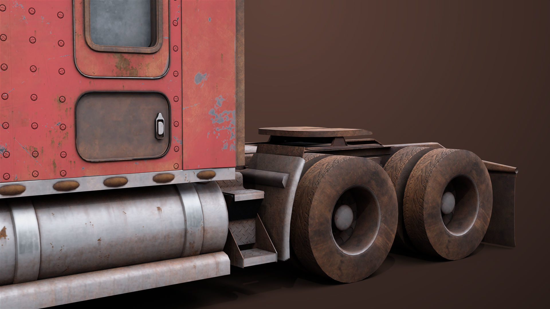 Heavy Truck 02 Chassis Old Dusty All PBR Unity UE Textures Low-poly 3D model_14