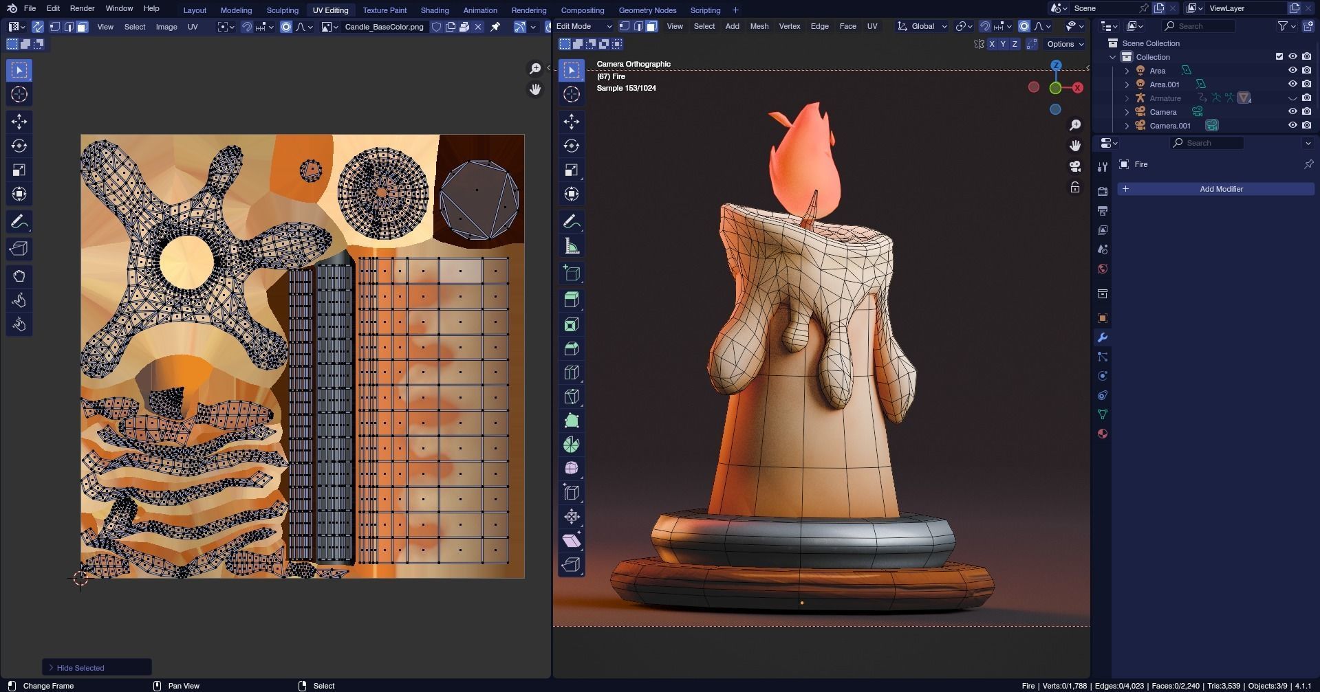 Low poly - Stylized Game Items - Candle Low-poly 3D model_5