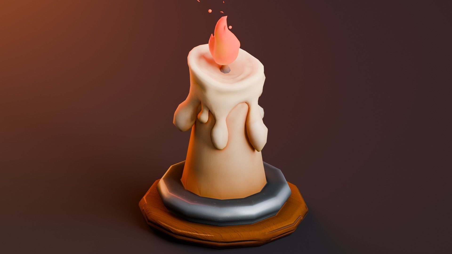 Low poly - Stylized Game Items - Candle Low-poly 3D model_1