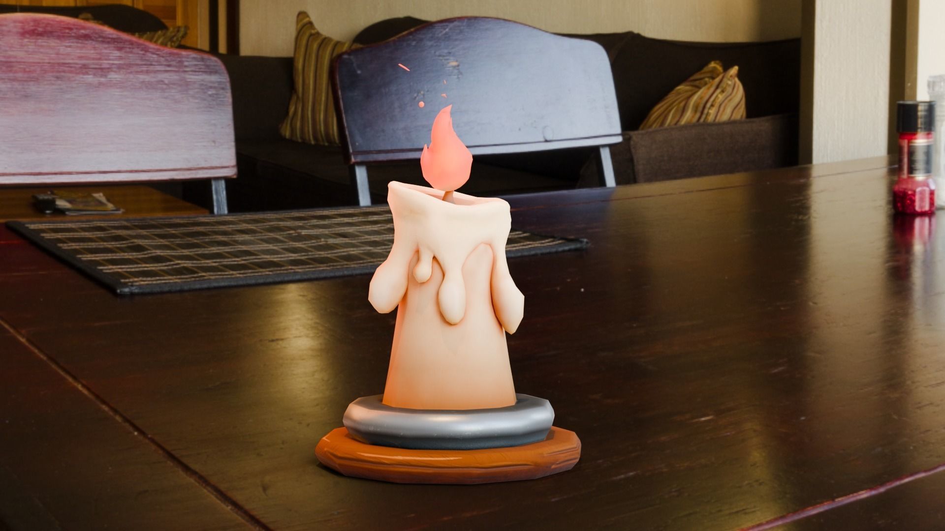 Low poly - Stylized Game Items - Candle Low-poly 3D model_9