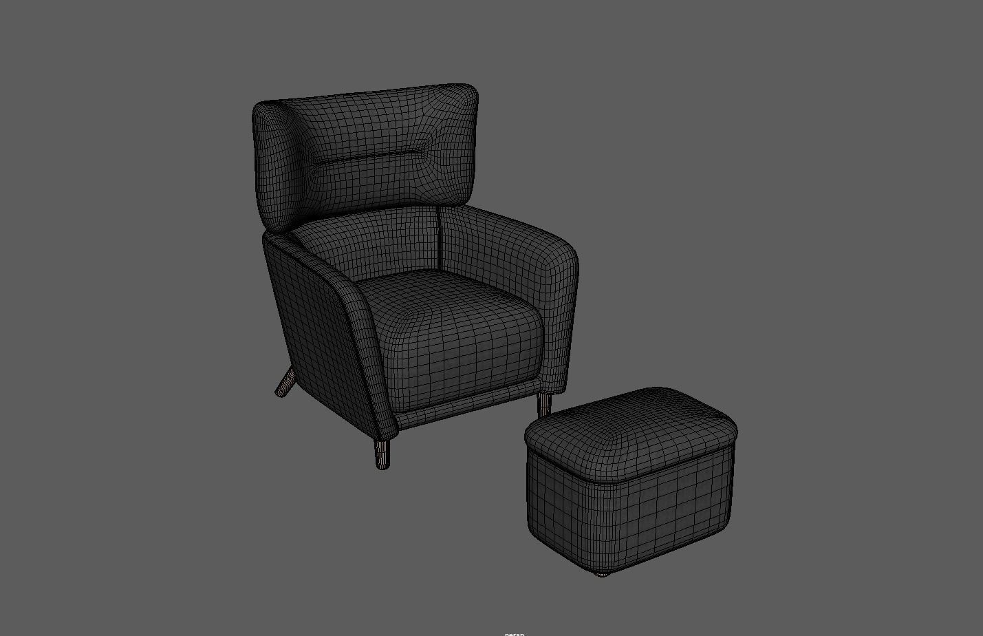 Fabric Armchair Low-poly 3D model_8