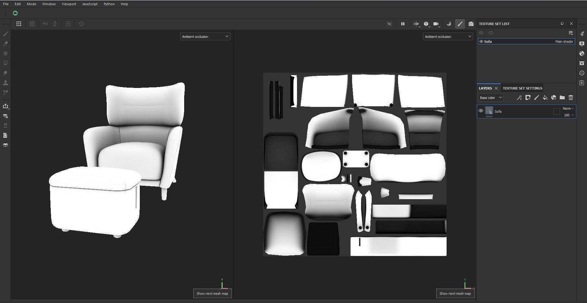 Fabric Armchair Low-poly 3D model_24